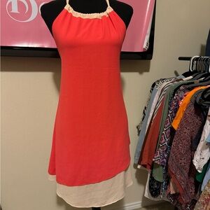 Basically Me coral and cream dress